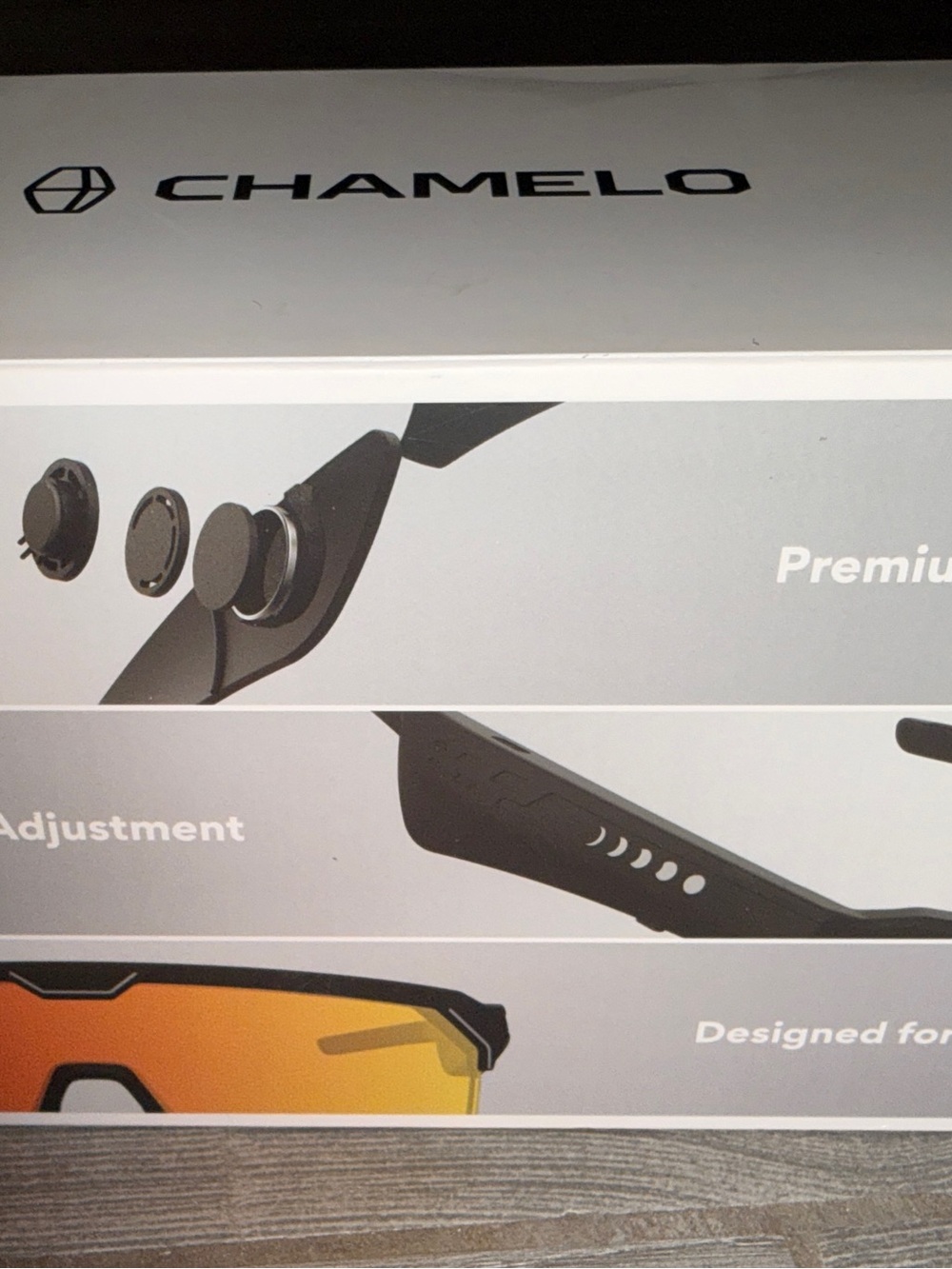 Chamelo Music Shield Smart Audio Sunglasses Fire Lens Matte Black NIB - Picture 6 of 9